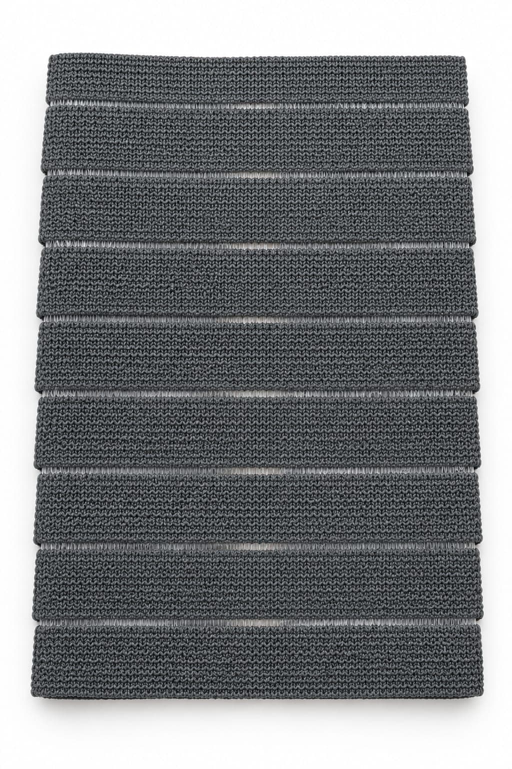 Folded 200 mm buffing elastic showing nine mono lining rows running left to right
