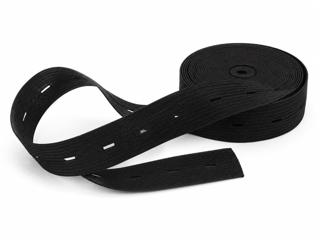 Knitted Button Hole (Kaj) Elastic - Spandex view 3